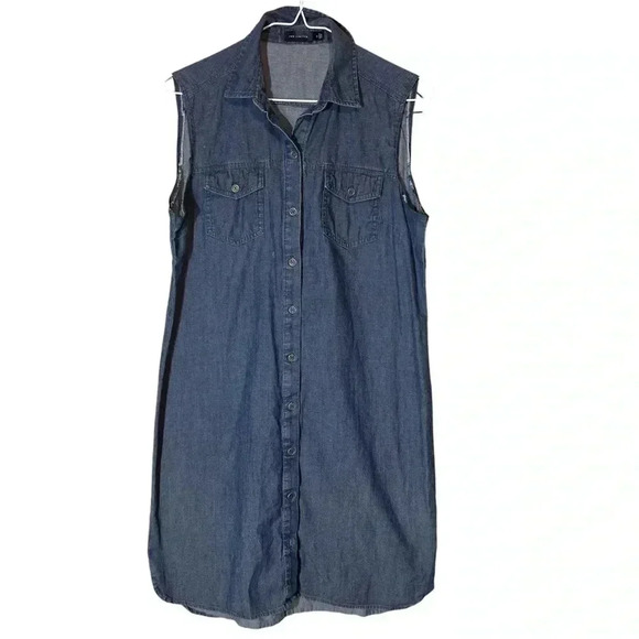 The Limited Dresses & Skirts - The Limited Sleeveless Shirt Button Down Shirt Dress Denim Blue Size Small